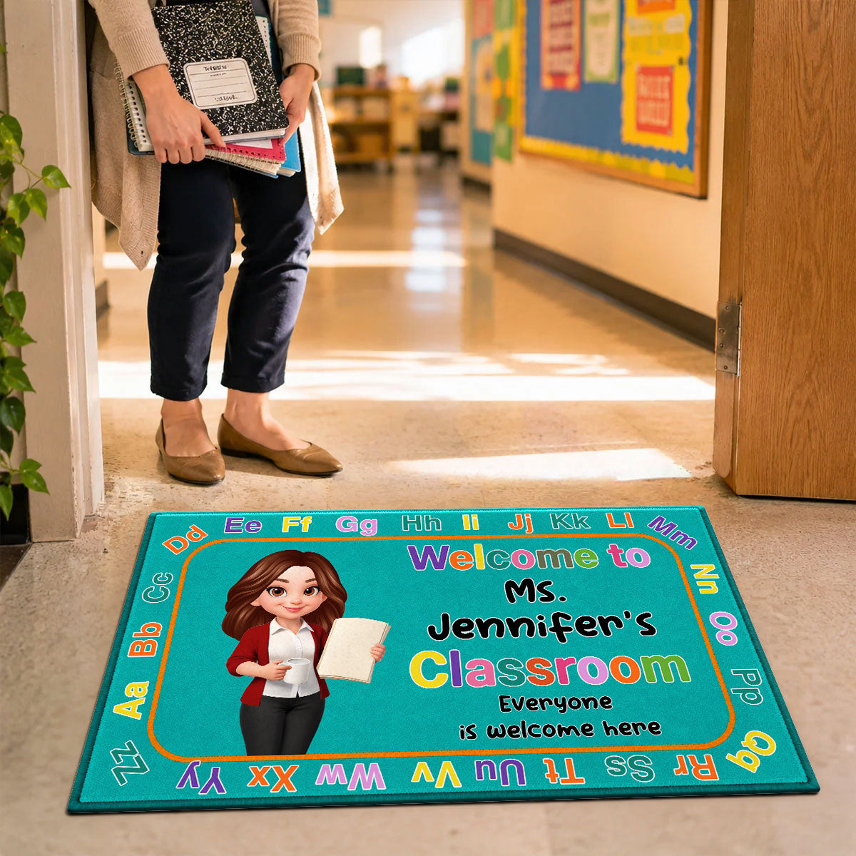 Everyone Is Welcome Here Back To School - Personalized Doormat - Back To School Gift For Teacher, Classroom Decor