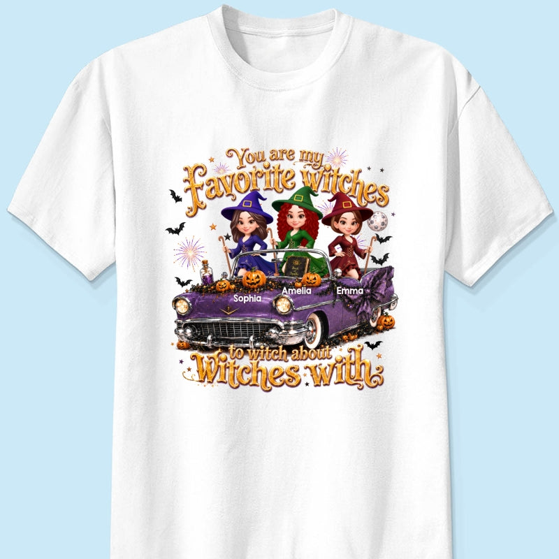 Besties Witch In Car Halloween - Personalized Shirt - Halloween Gift, Gift For Best Friends