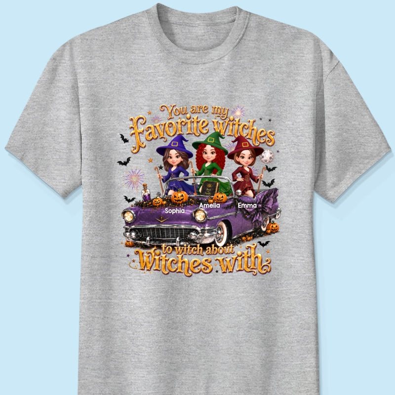 Besties Witch In Car Halloween - Personalized Shirt - Halloween Gift, Gift For Best Friends