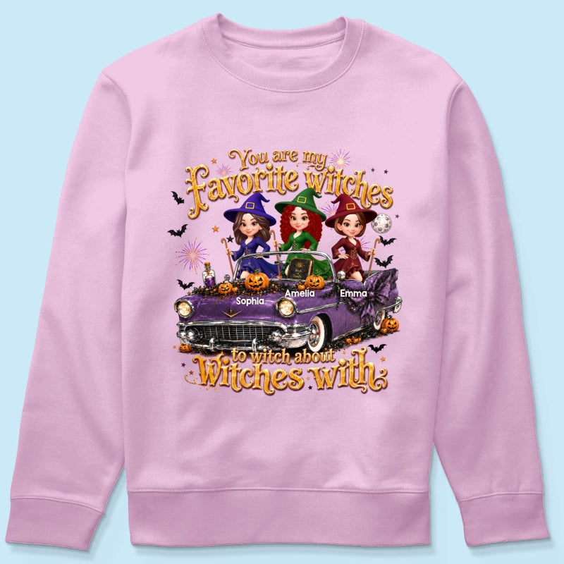 Besties Witch In Car Halloween - Personalized Shirt - Halloween Gift, Gift For Best Friends
