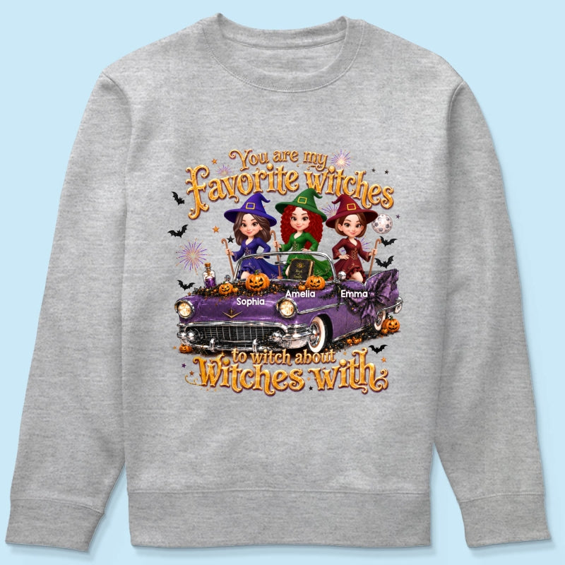 Besties Witch In Car Halloween - Personalized Shirt - Halloween Gift, Gift For Best Friends