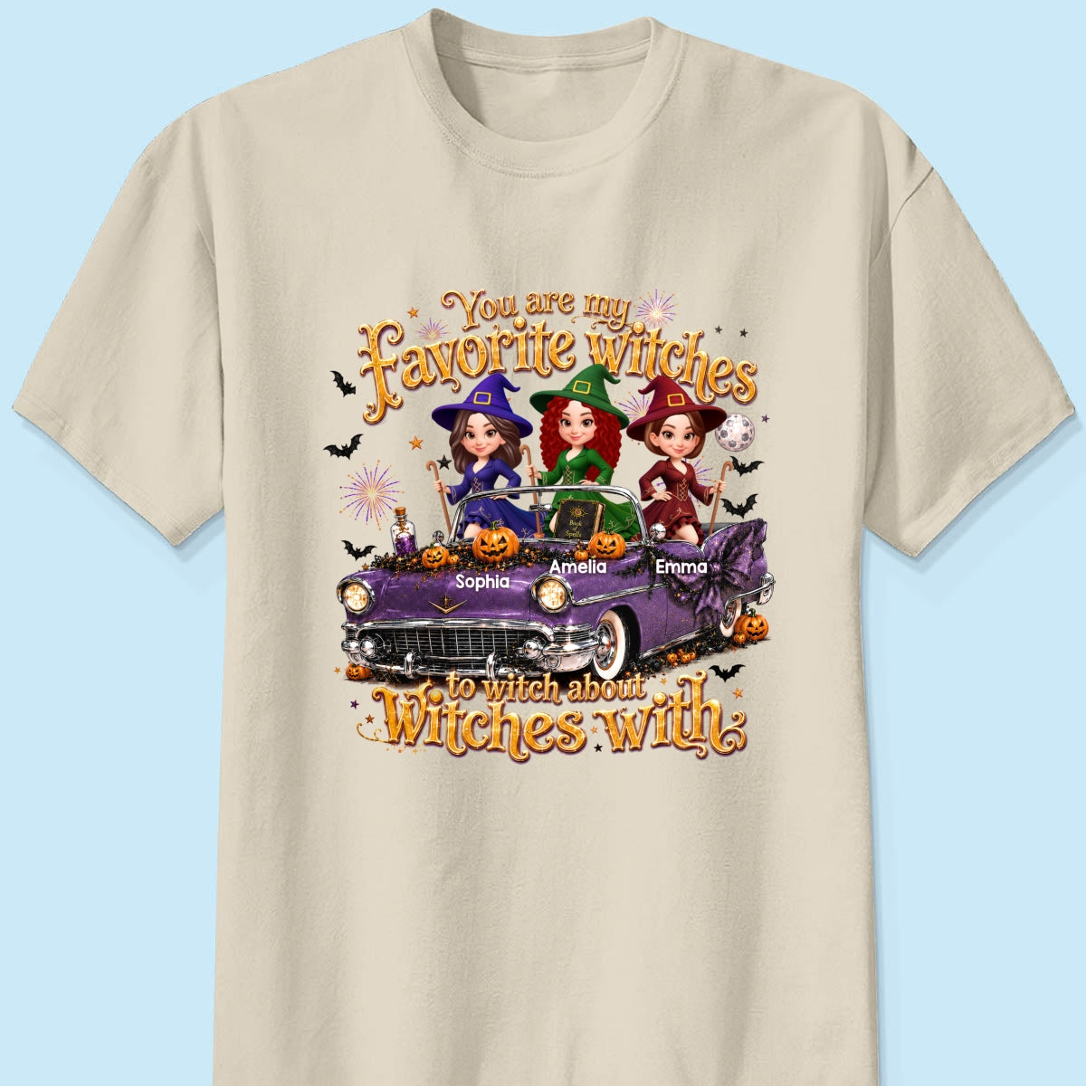 Besties Witch In Car Halloween - Personalized Shirt - Halloween Gift, Gift For Best Friends