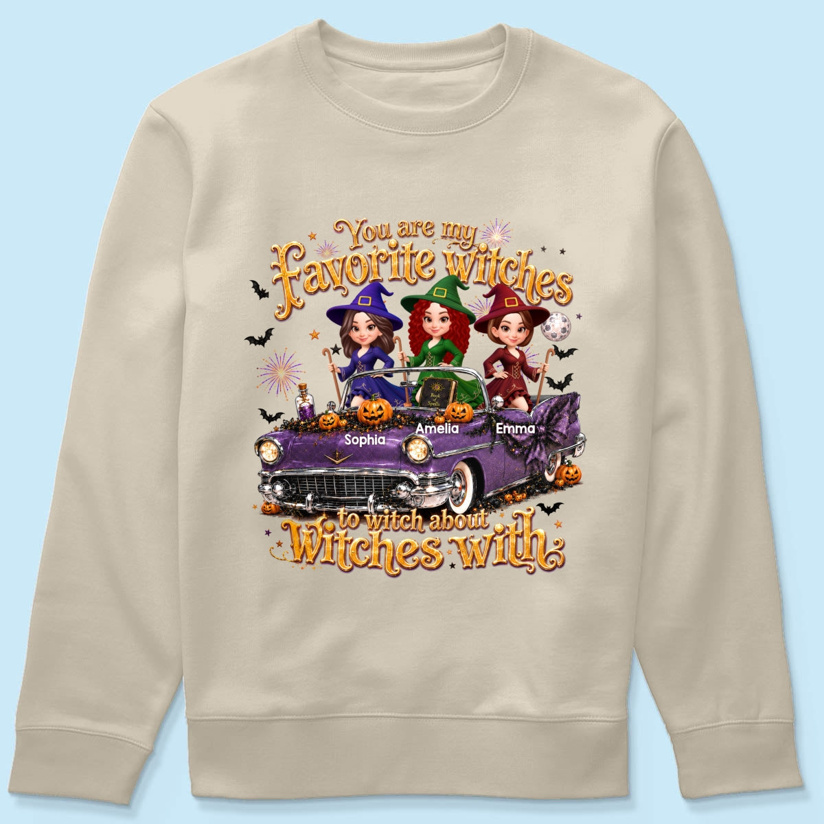 Besties Witch In Car Halloween - Personalized Shirt - Halloween Gift, Gift For Best Friends