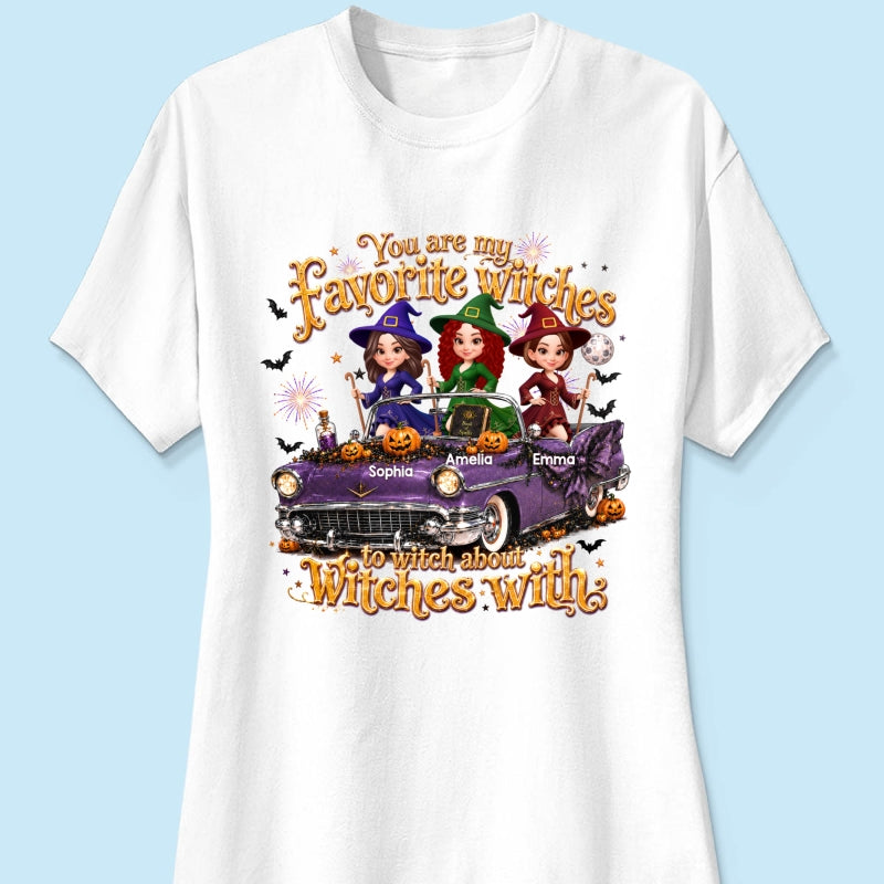 Besties Witch In Car Halloween - Personalized Shirt - Halloween Gift, Gift For Best Friends
