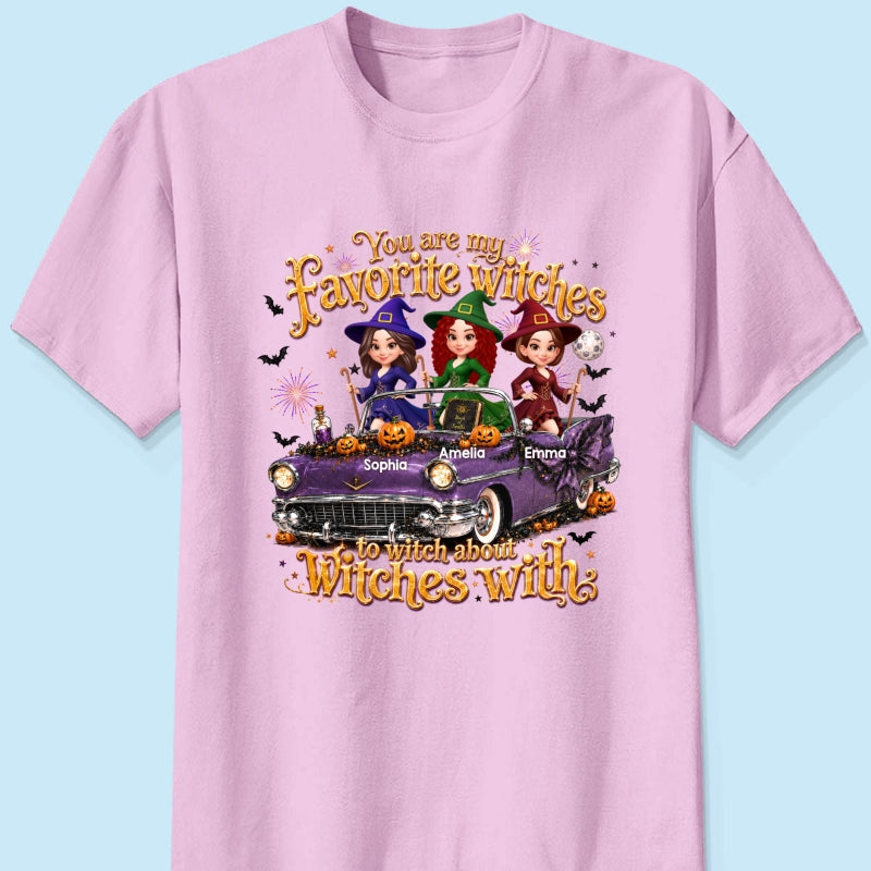 Besties Witch In Car Halloween - Personalized Shirt - Halloween Gift, Gift For Best Friends