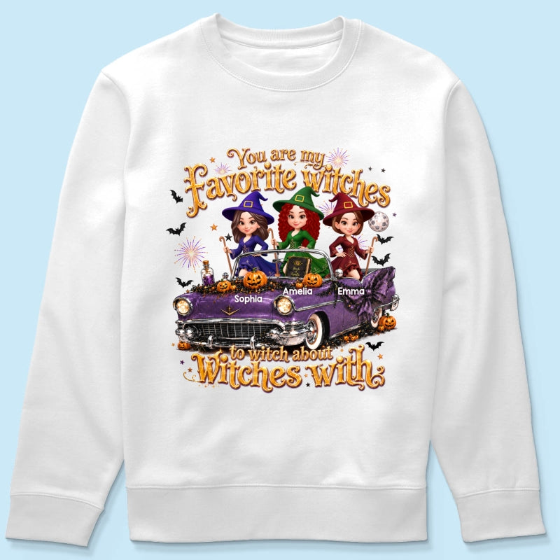Besties Witch In Car Halloween - Personalized Shirt - Halloween Gift, Gift For Best Friends
