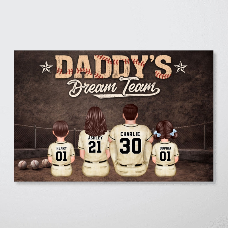 Retro Vintage Baseball Art We Caught the Best Dad - Personalized Poster - Father's Day Gift for Dad, Husband