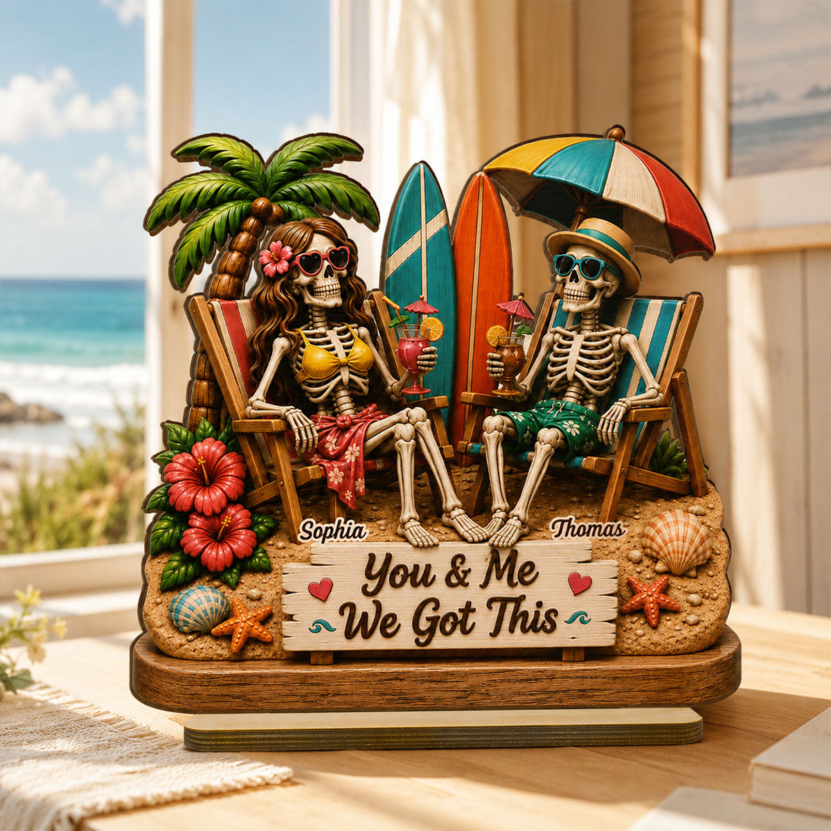 Perfect Summerween Couple Decoration - Personalized Wooden Plaque - Gift For Couple, Him, Her