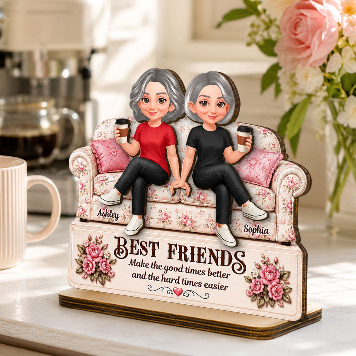 Besties Forever Best Memories Together - Personalized 2-Layered Wooden Plaque - Birthday Gift, Gift For Best Friends