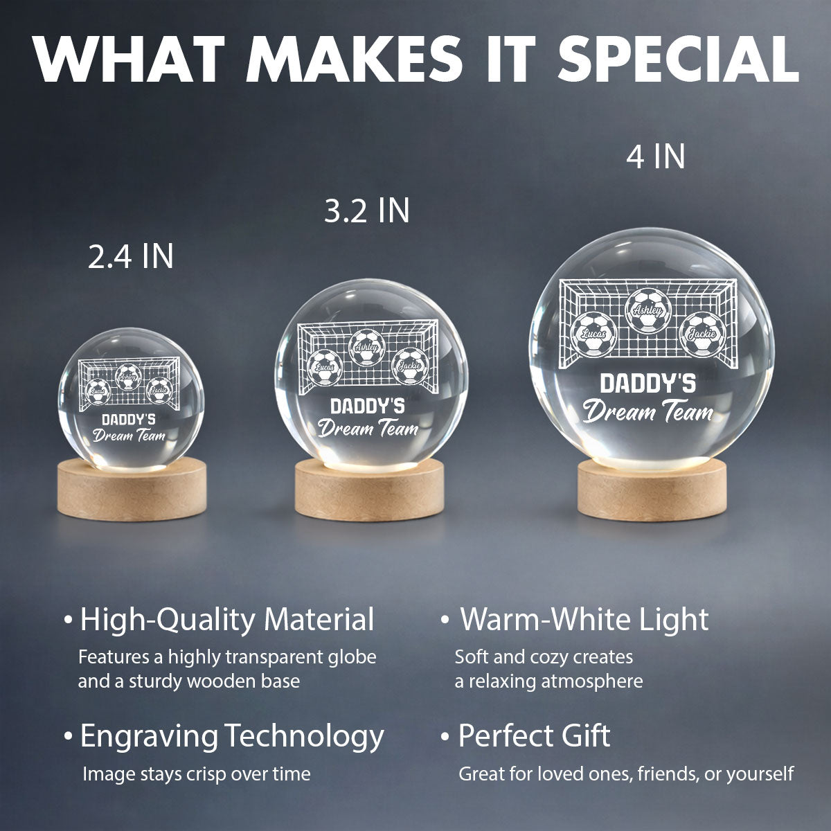 We Scored The Best Dad Soccer Dad - Personalized Crystal Ball LED Night Light - Heartfelt Gift For Soccer Dad, Gift For Husband