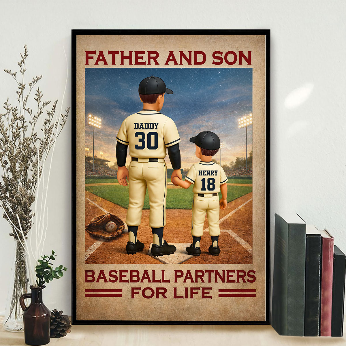 Father And Son Baseball Partners For Life - Personalized Poster - Gift For Baseball Dad