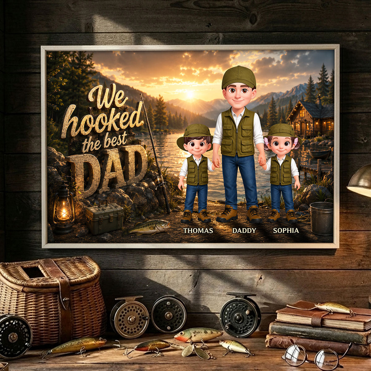 The Best Catch Dad Fishing - Personalized Poster - Father's Day Gift For Dad, Husband
