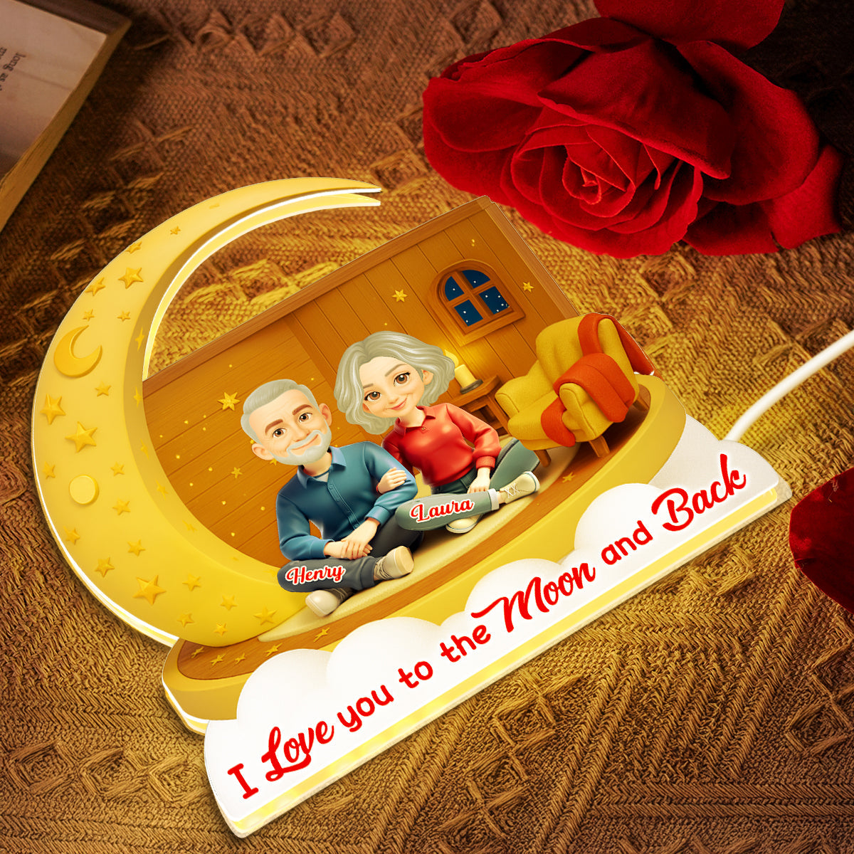I Love You To The Moon And Back - Personalized Light Box - Gift for Couple, for Him, for Her