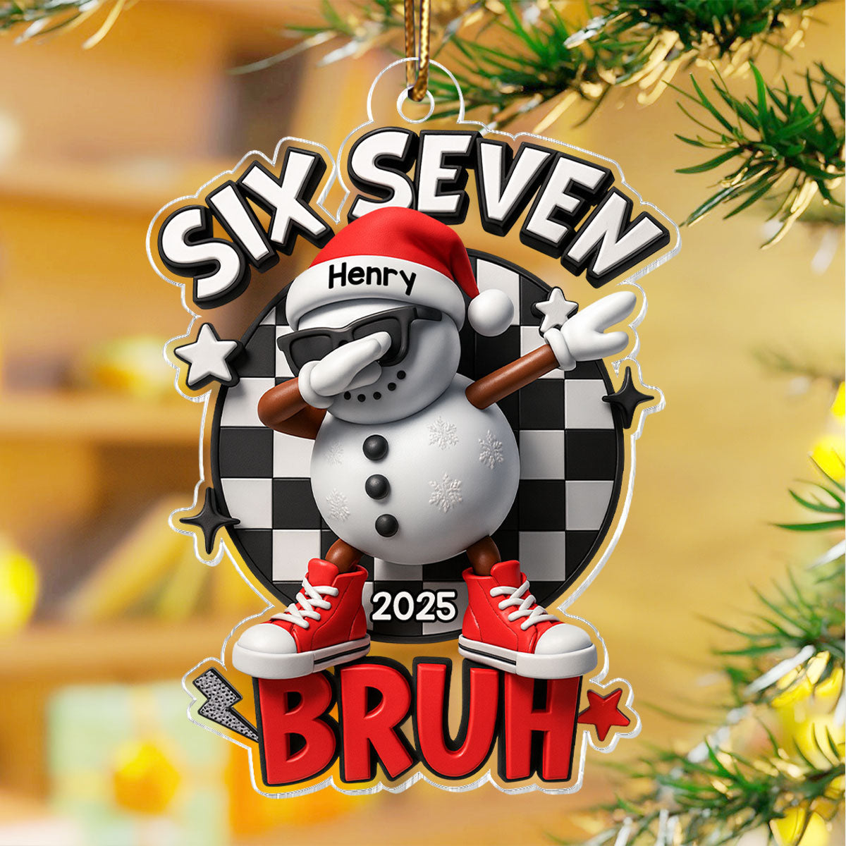 Trending Six Seven Bruh - Personalized Acrylic Ornament - Christmas Gift for Kid, Grandkids
