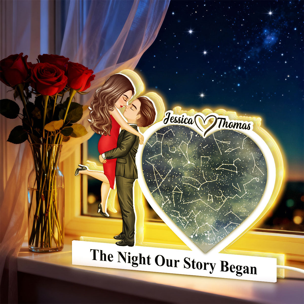 The Night Our Story Began - Personalized Light Box - Gift for Couple