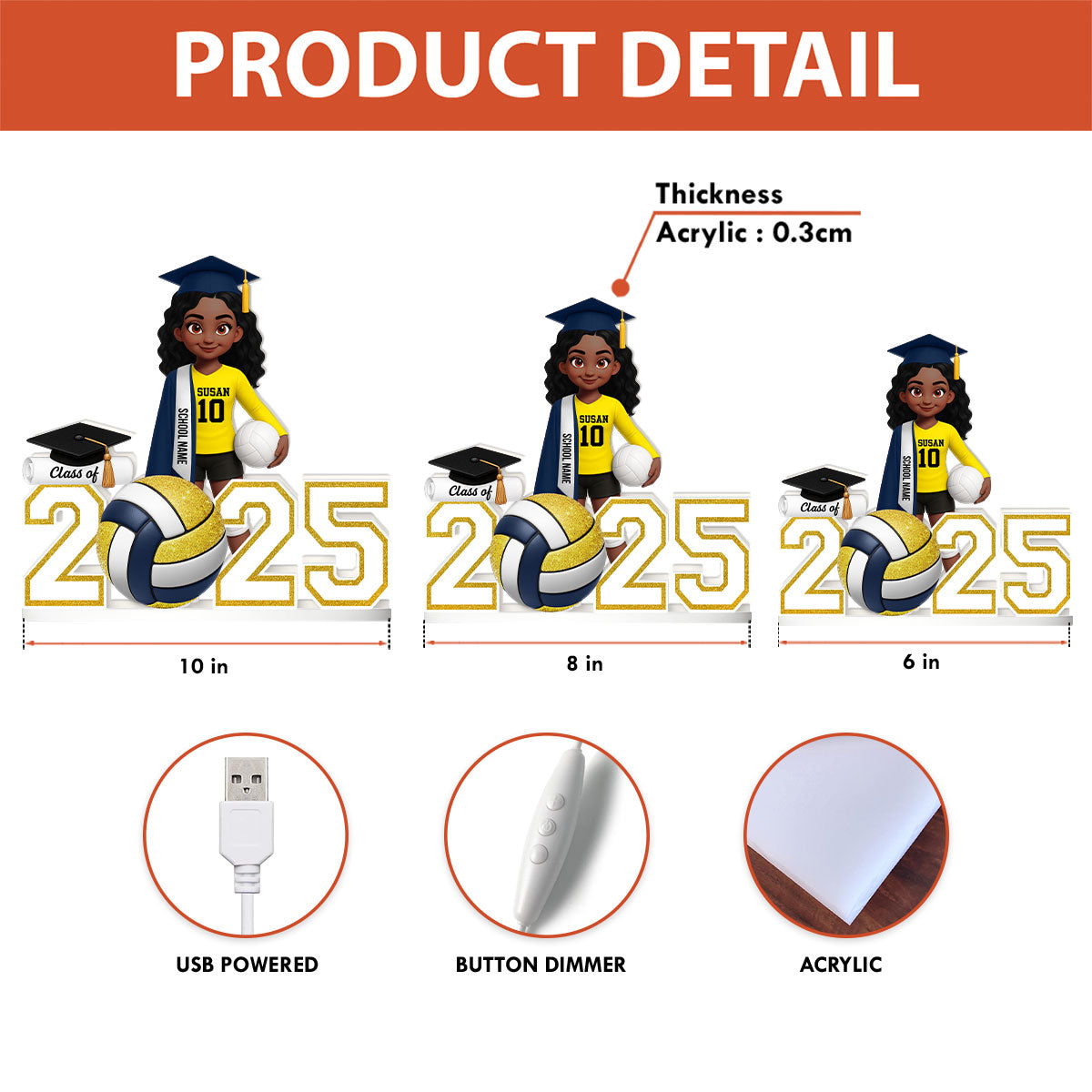 Senior Volleyball Player Graduation - Personalized Light Box - Christmas Gift Graduation Gift