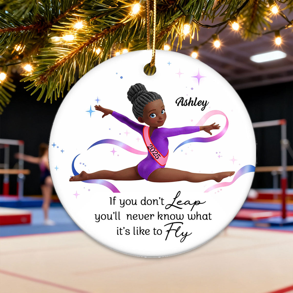 What It's Like To Fly Front Split Gymnastic Girl - Personalized Ceramic Ornament - Gymnast Gift For Daughter, Granddaughter
