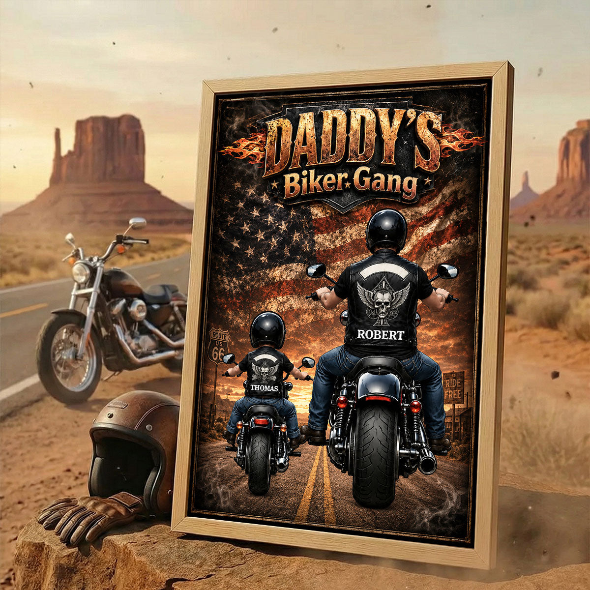 Daddy's Biker Gang - Personalized Poster - Father's Day Gift for Dad, Husband