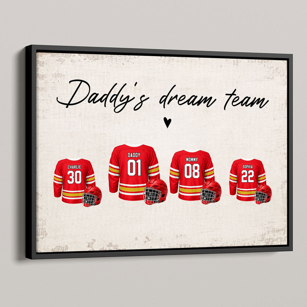 Daddy's Dream Team Hockey Family - Personalized Poster - Gift For Hockey Family