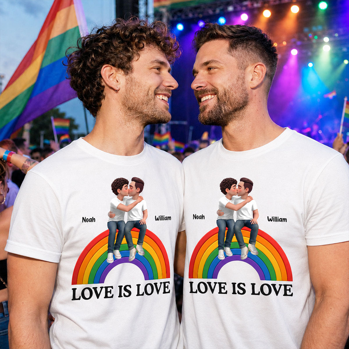 LGBT+ Couple Love Is Love - Personalized Shirt - Matching Shirts For Couple, Happy Pride Month