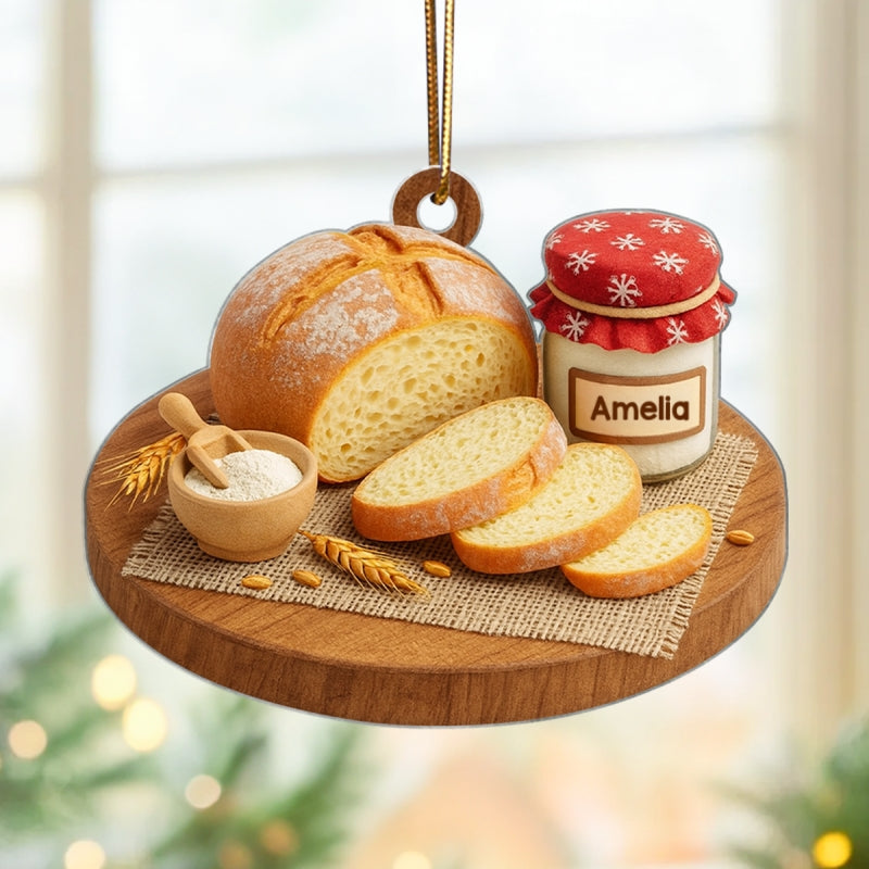 Made With Butter, Sugar and Love – Personalized Acrylic Ornament – Cute Gift for Home Bakers, Mom, Wife