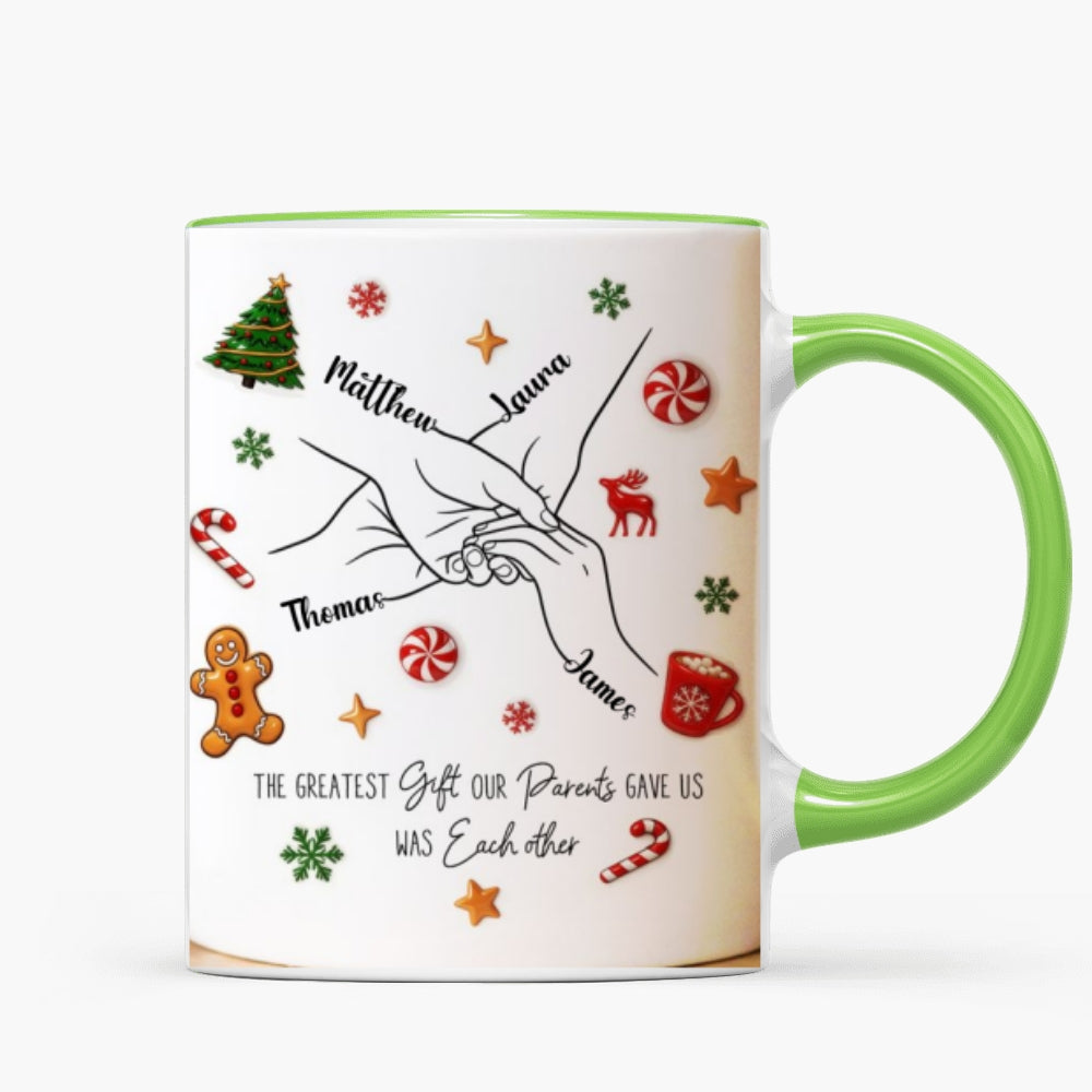 Brothers And Sisters Hands Line Art - Personalized Mug - Christmas Gift For Brother, For Sister