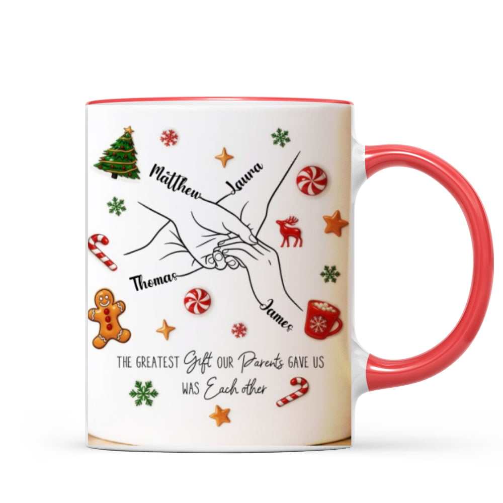 Brothers And Sisters Hands Line Art - Personalized Mug - Christmas Gift For Brother, For Sister