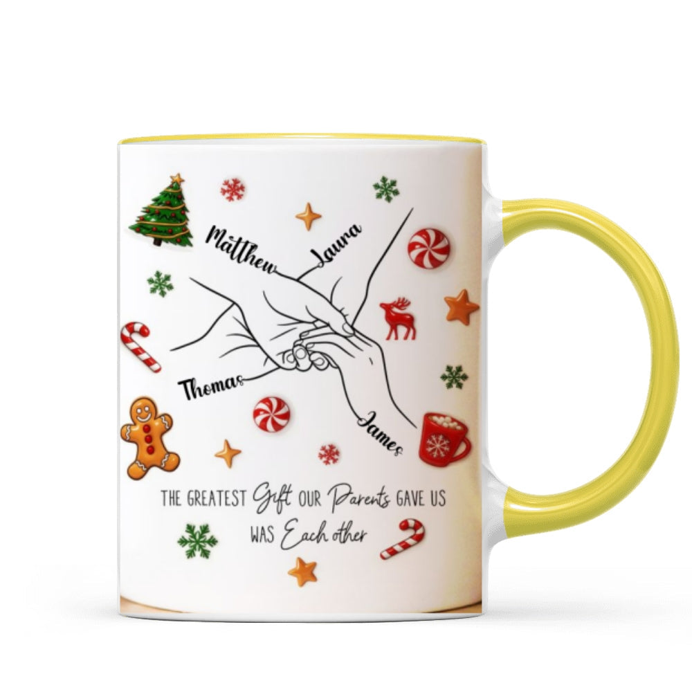 Brothers And Sisters Hands Line Art - Personalized Mug - Christmas Gift For Brother, For Sister