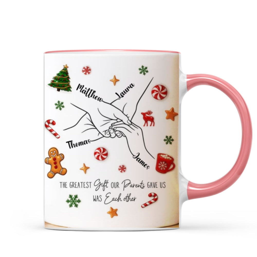 Brothers And Sisters Hands Line Art - Personalized Mug - Christmas Gift For Brother, For Sister
