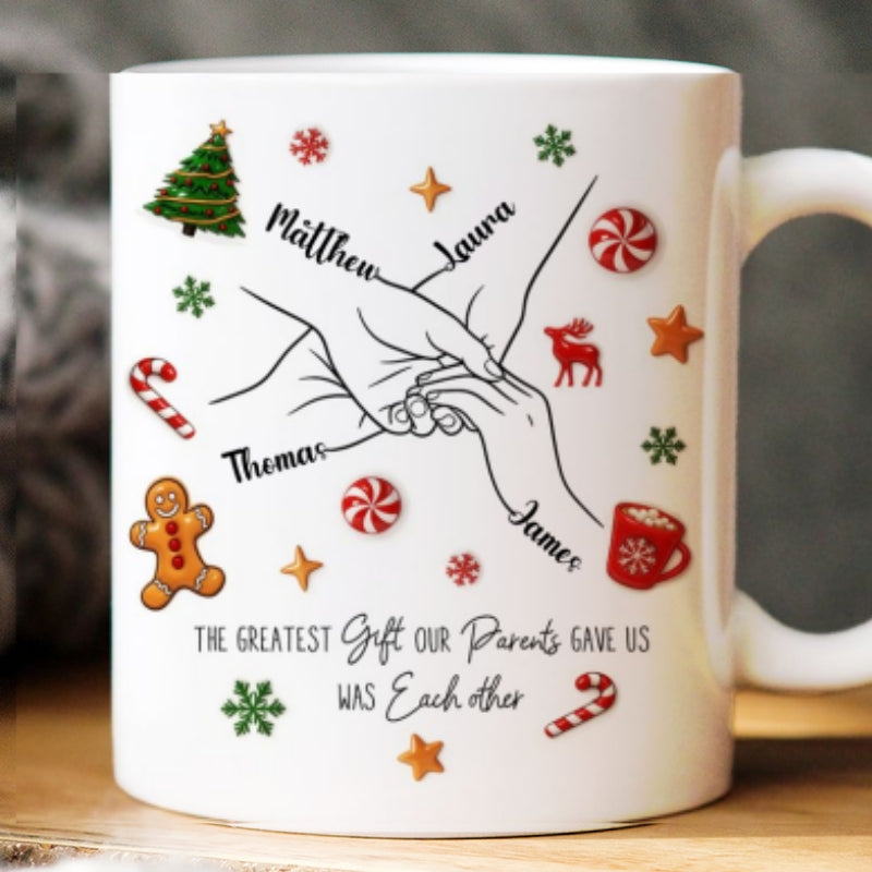Brothers And Sisters Hands Line Art - Personalized Mug - Christmas Gift For Brother, For Sister