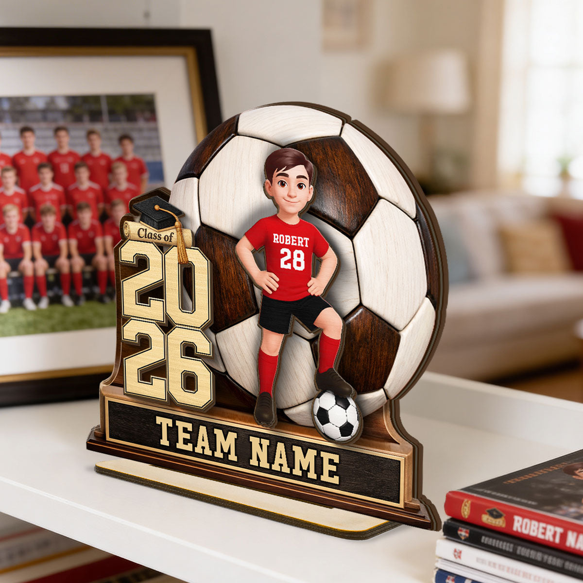 Soccer Senior Keepsake 2D Flat - Personalized 2-Layered Wooden Plaque - Graduation Gift For Son, Daughter