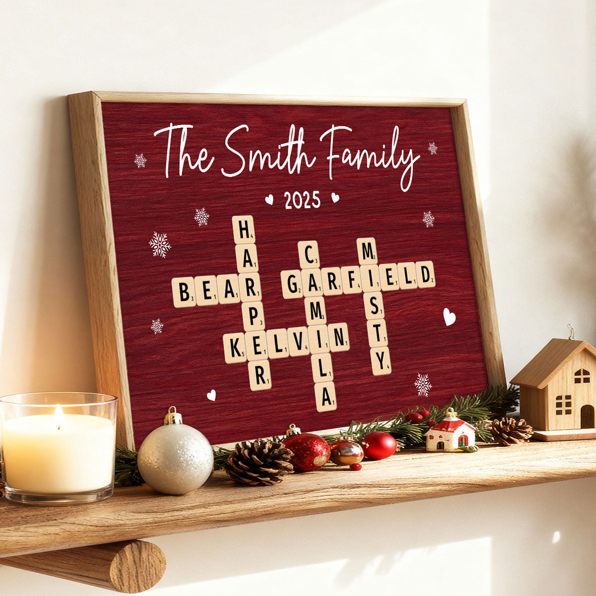 Christmas Family Forever Linked Together Crossword Puzzle Art - Personalized Poster - Gift For Family