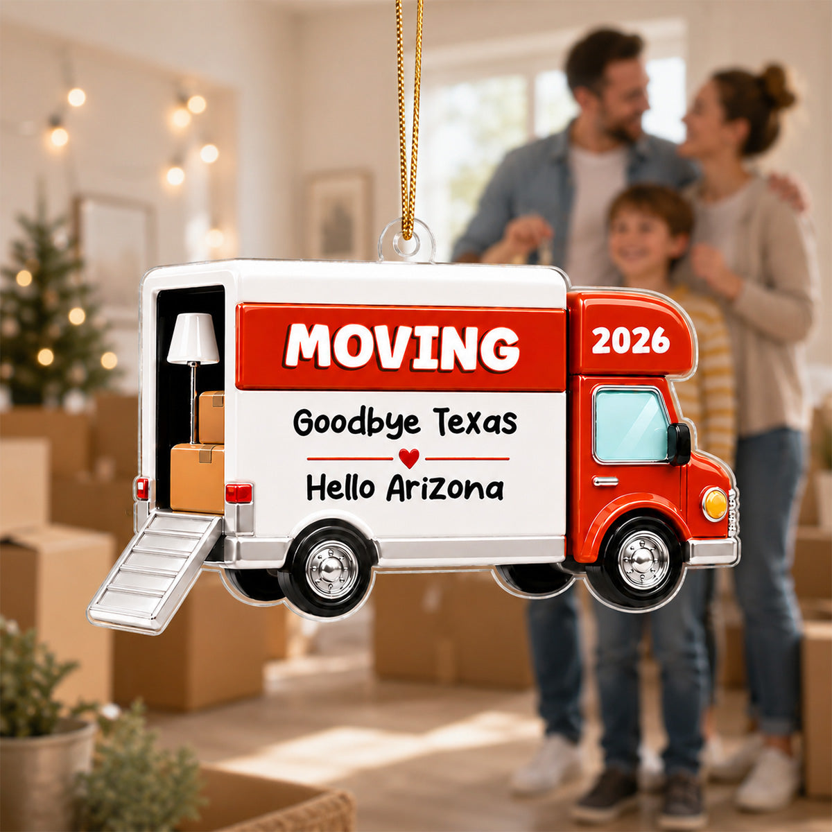 Moving Van New Home 2D Flat - Personalized Acrylic Ornament - 1st Home 1st Apartment Keepsake