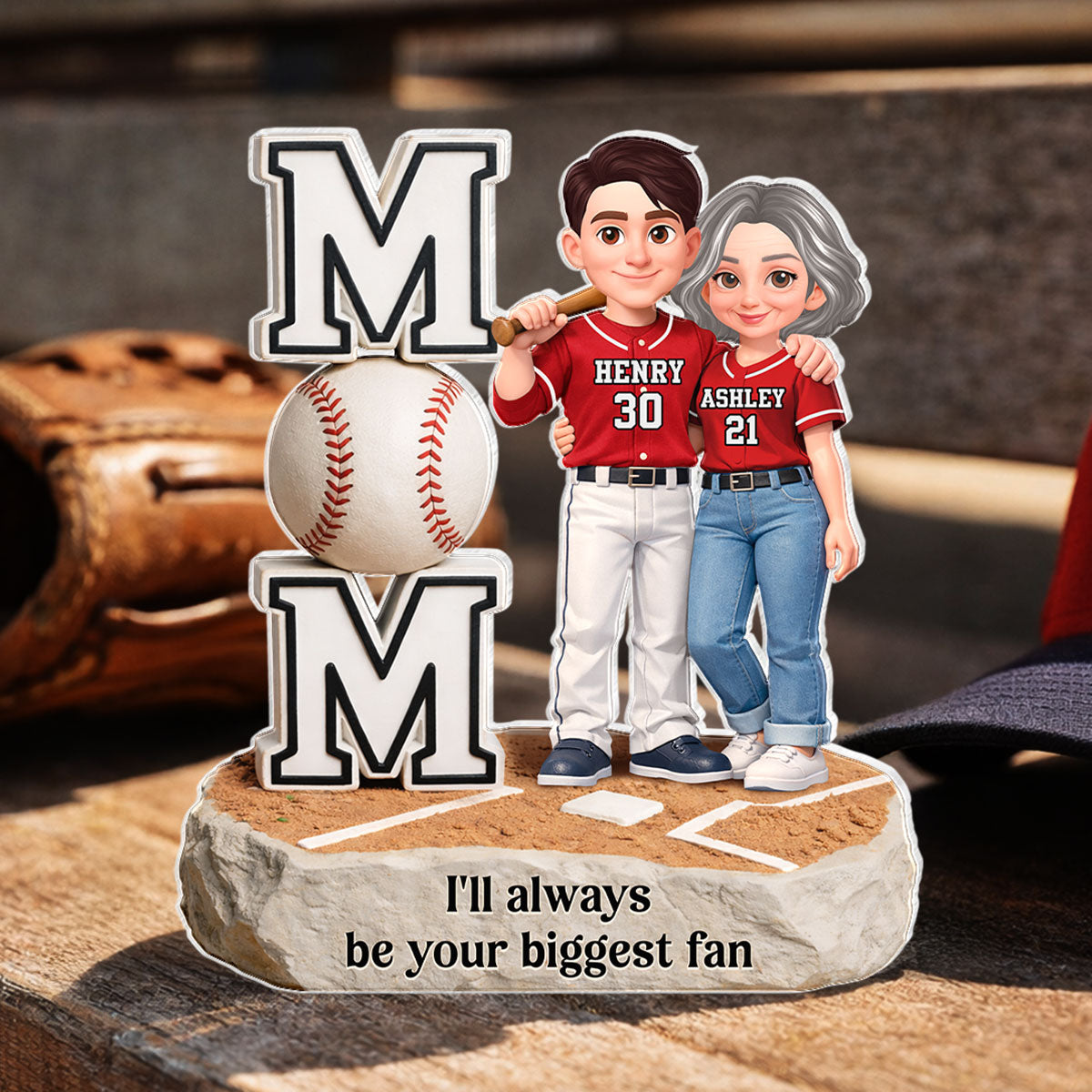 I'll Always Be Your Biggest Fan Mom Daughter Son Baseball - Personalized Acrylic Block Plaque - Heartfelt Gift For Baseball Mom