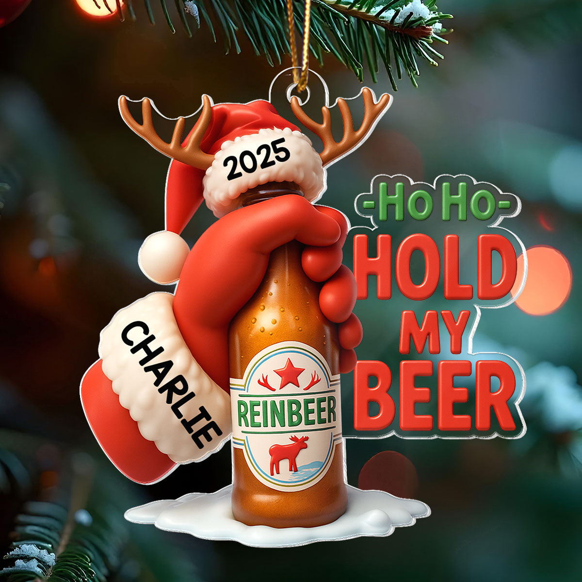 Funny Hold My Beer - Personalized Acrylic Ornament - Christmas Gift for Husband, for Boyfriend