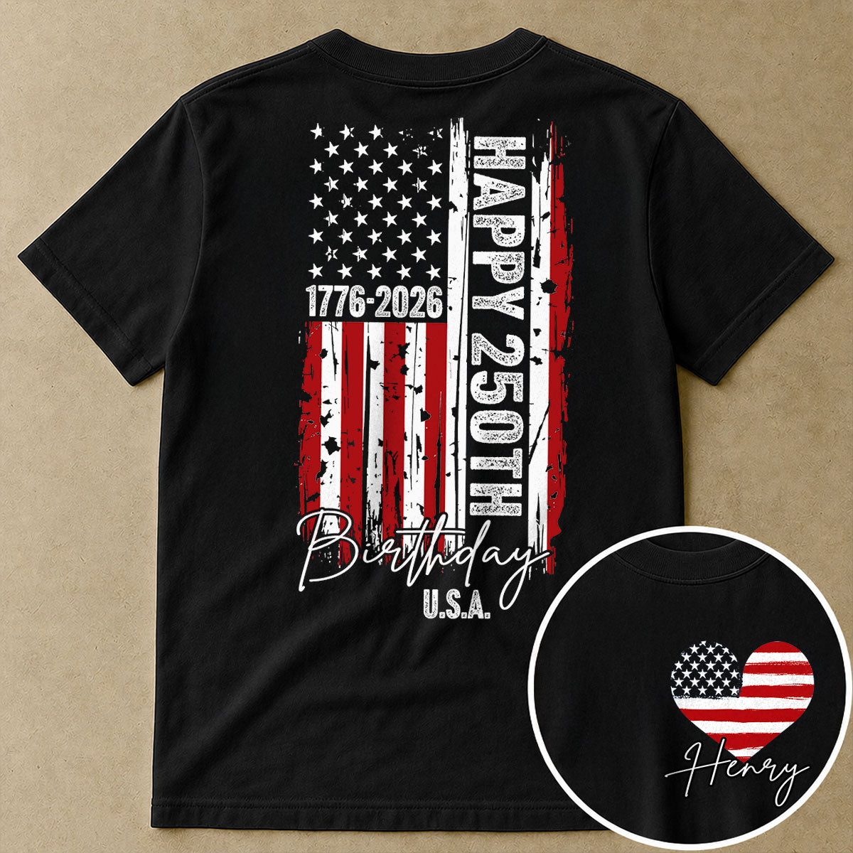 America 250th Anniversary USA Birthday 1776 - 2026 - Personalized Double-Sided Shirt - Family Matching Shirt, Patriotic Crew Shirt