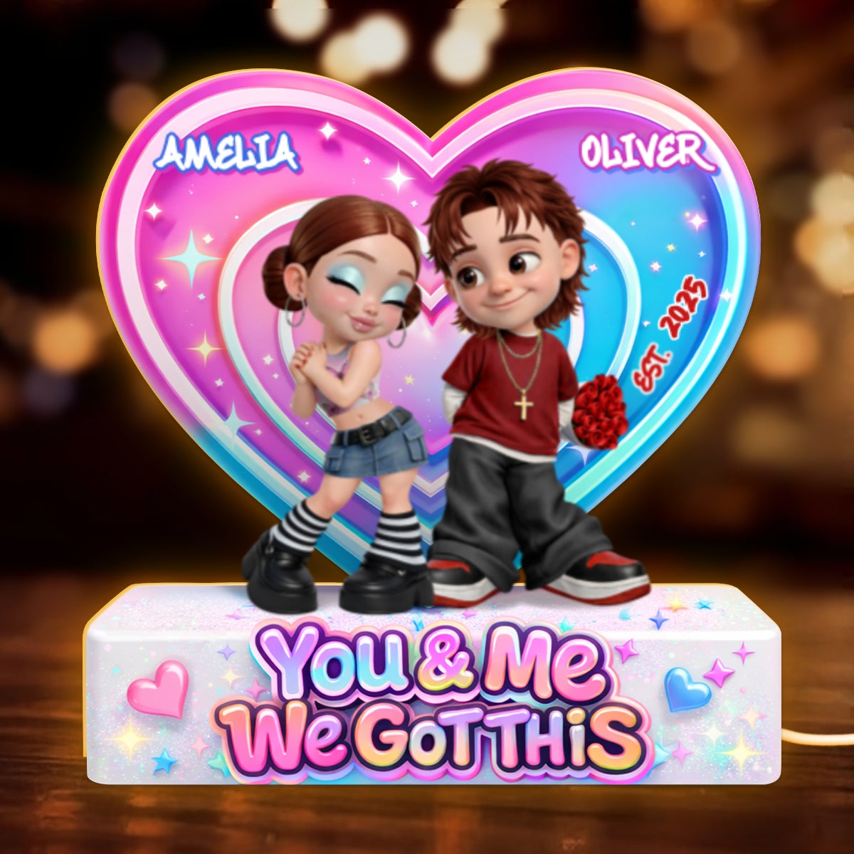 Eternal Love Y2K Couple Aura Heart Aesthetic - Personalized Light Box - Heartfelt Valentine's Day Gift For Him, Gift For Her