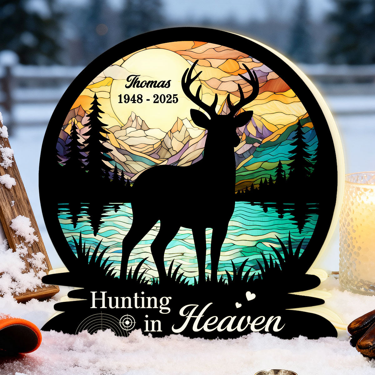 Hunting In Heaven Memorial - Personalized Light Box - Memorial Keepsake For Family