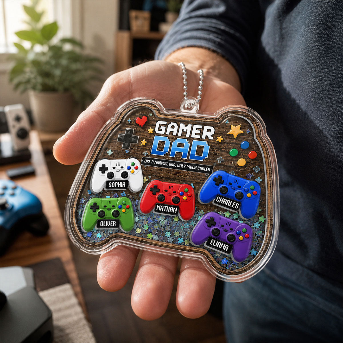 Gamer Dad - Personalized Car Shaker Ornament - Father's Day Gift For Gamer Dad, Car Decoration