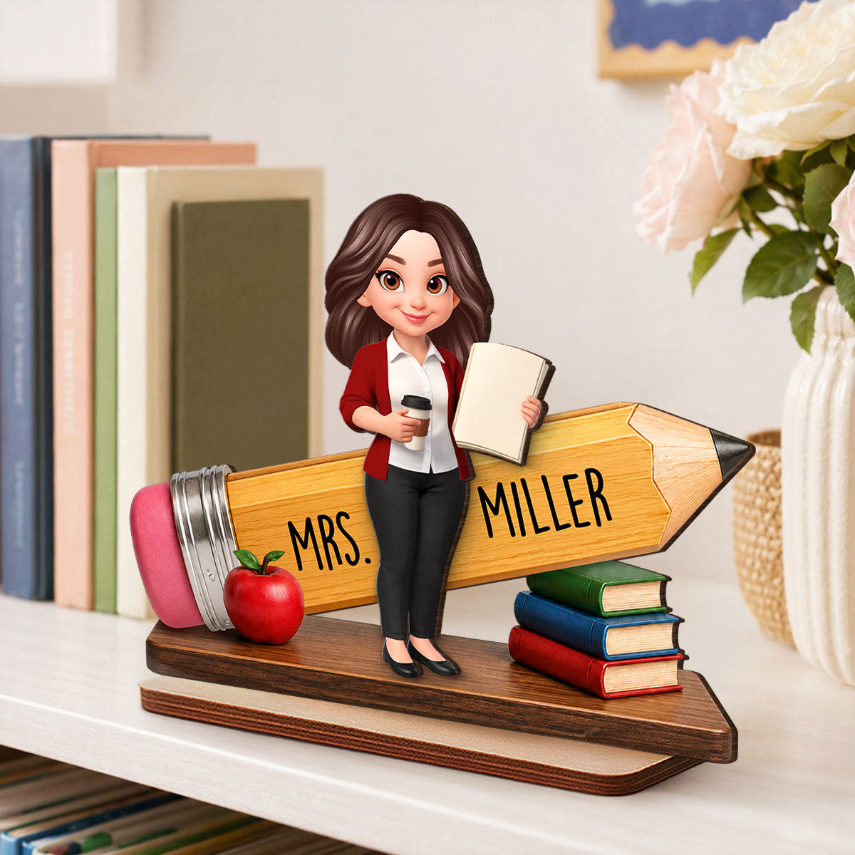 Trending Teacher Pencil - Personalized 2-Layered Wooden Plaque - Back To School Gift For Teacher, Office Decor