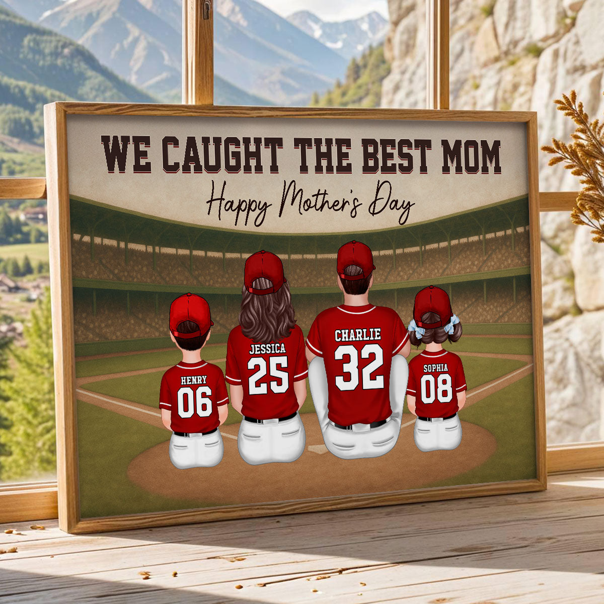 Retro Vintage We Caught The Best Baseball Mom - Personalized Poster - Mother's Day Gift For Baseball Mom, Wife