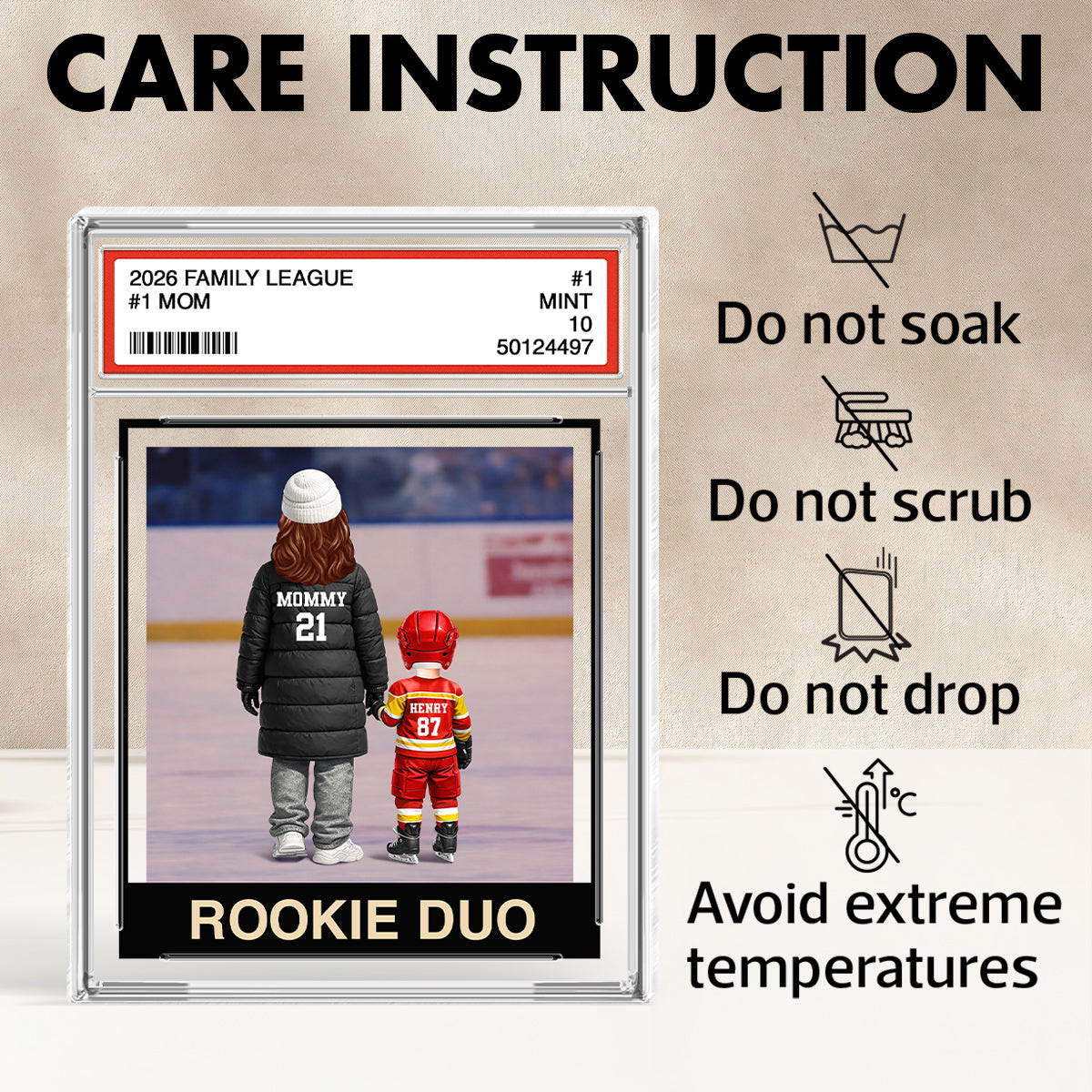 Ice Hockey Mom Kids Trading Card Style - Personalized Acrylic Block Plaque - Gift For Hockey Mom