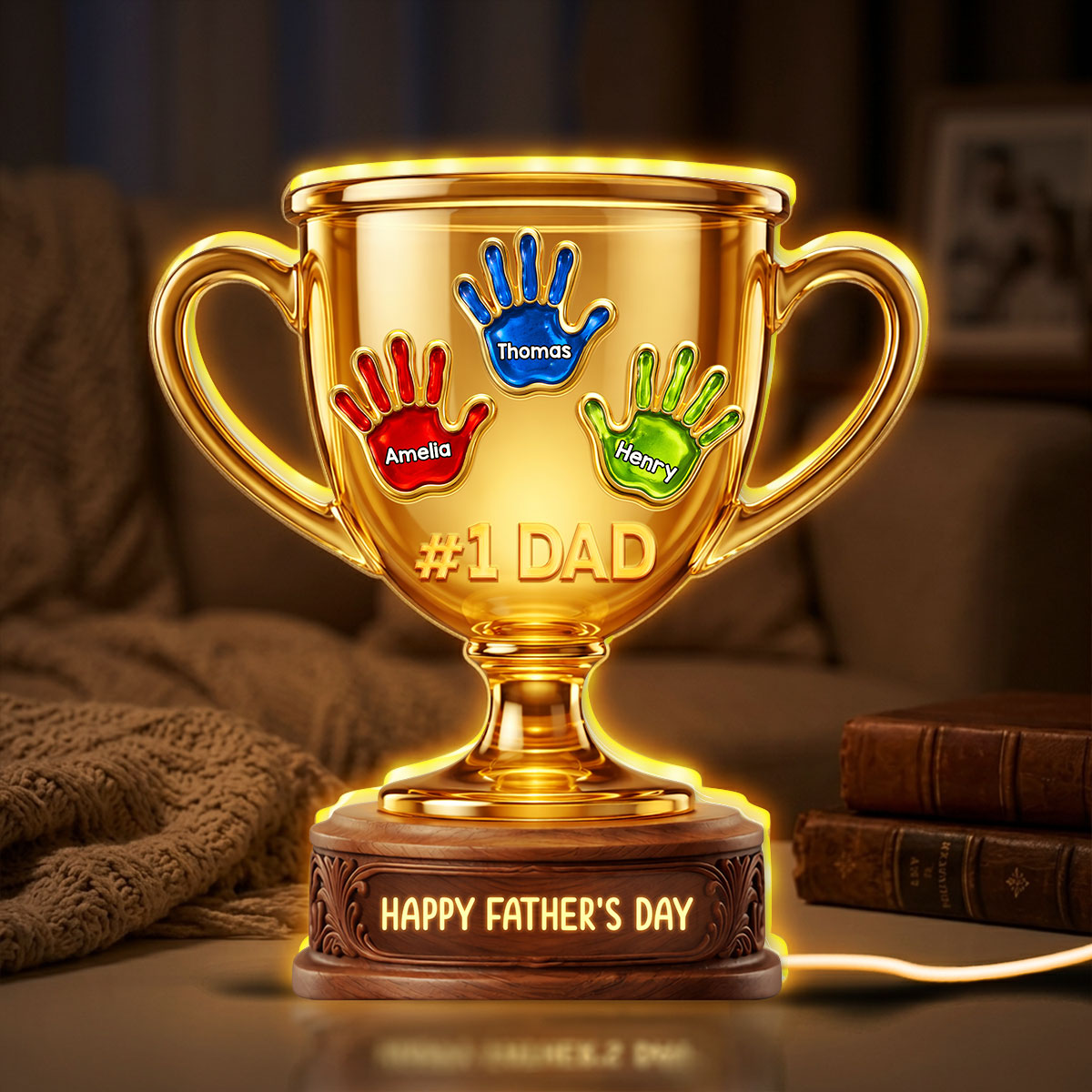 Happy Father's Day #1 Dad, Grandpa - Personalized Light Box - Father's Day Gift for Dad, Grandpa, Husband
