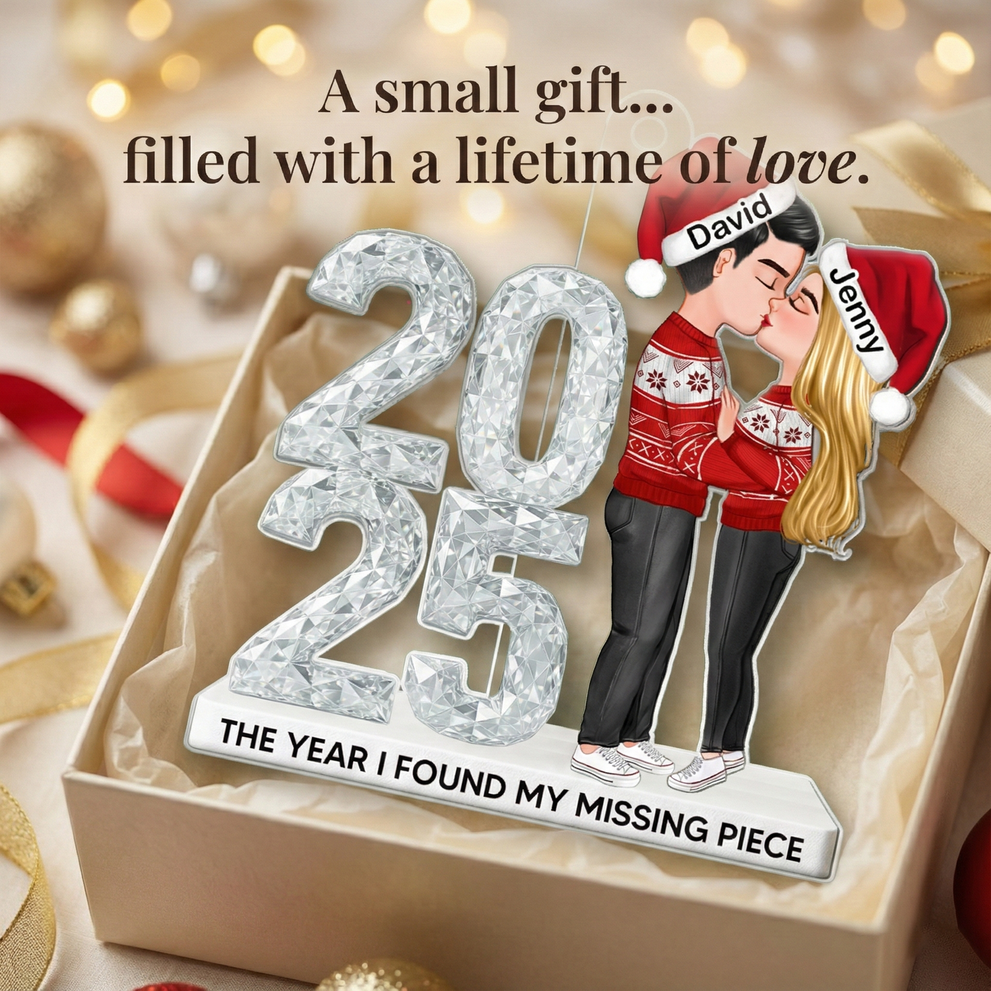 3D Shining Effect Couple Together Since - Personalized Acrylic Ornament - Heartwarming Christmas Gift For Him, For Her, For Couple
