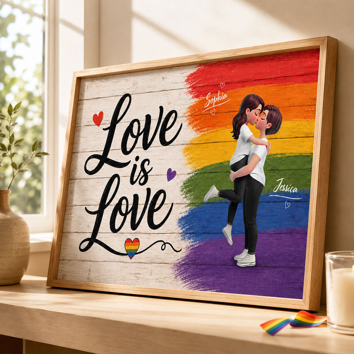 LGBT+ Couple Love Is Love - Personalized Poster - Gift For Couple, Happy Pride Month