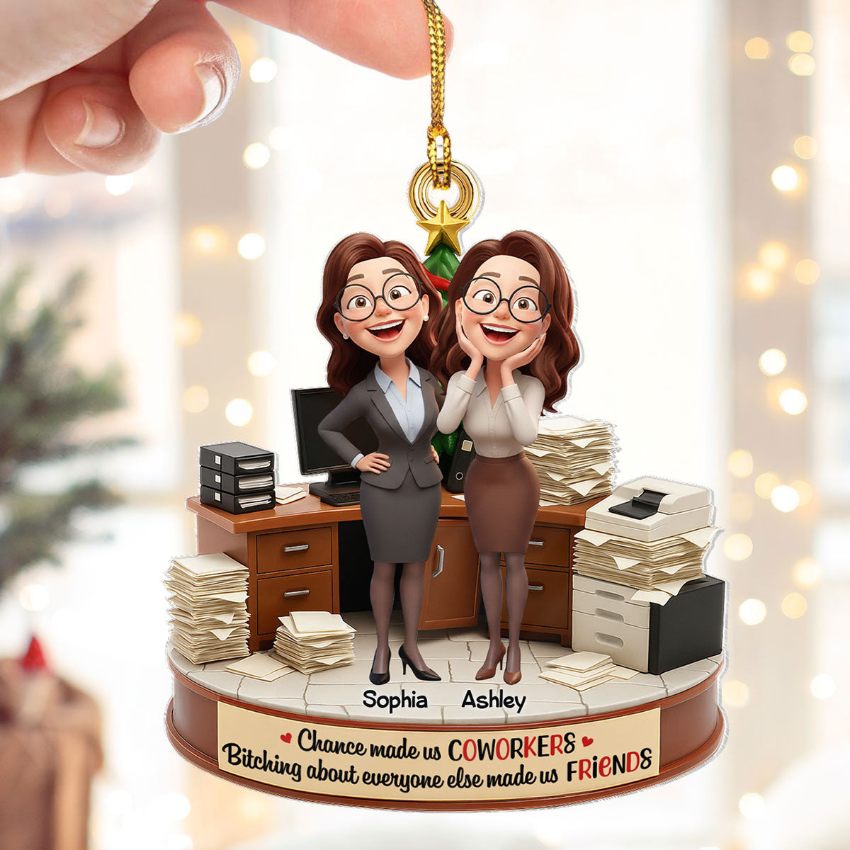 Chance Made Us Coworkers - Personalized Acrylic Ornament - Funny Christmas Gift for Work Besties