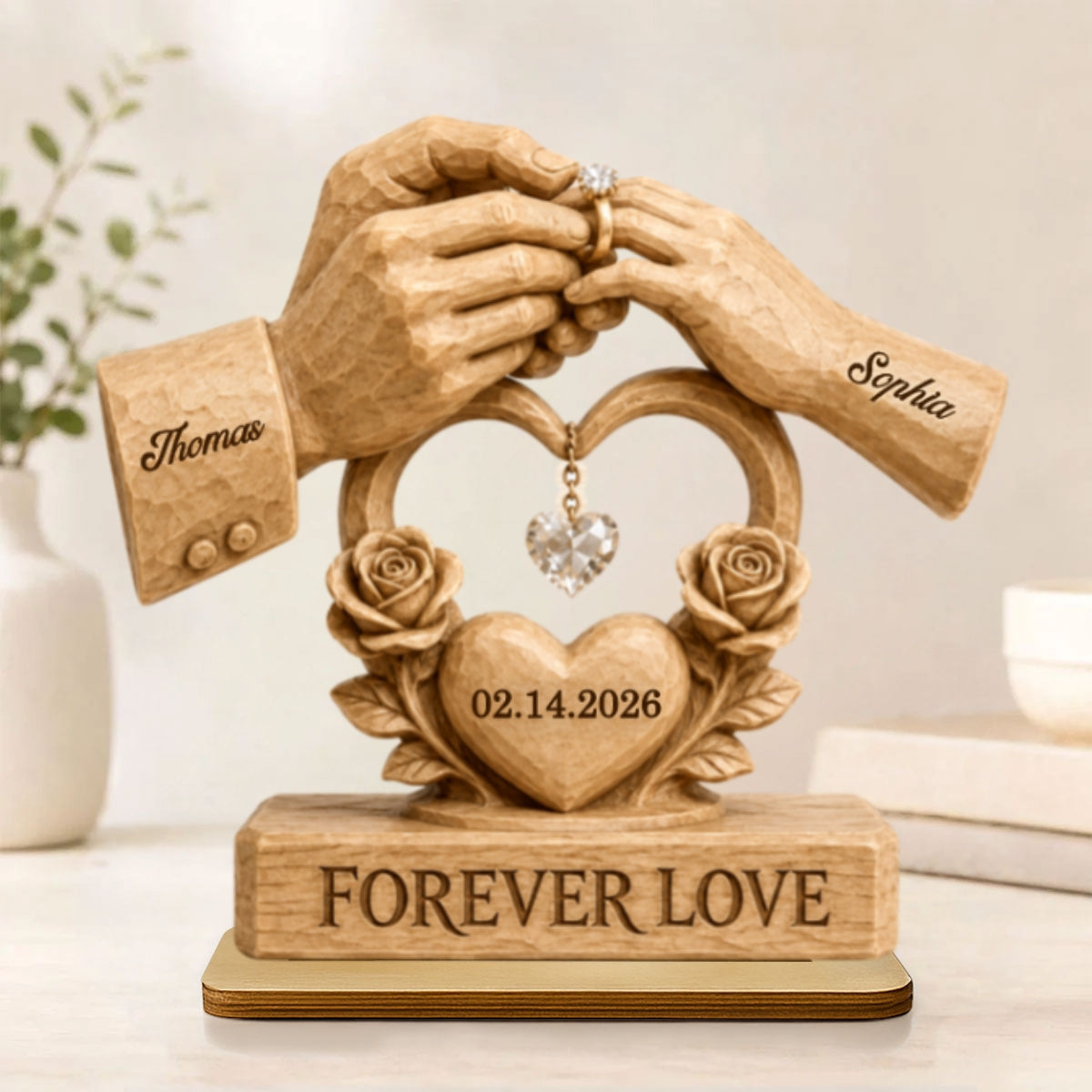 Couple Wedding Keepsake, Anniversary Gift - Personalized 2-Layered Wooden Plaque - Heartfelt Gift for Him, for Her