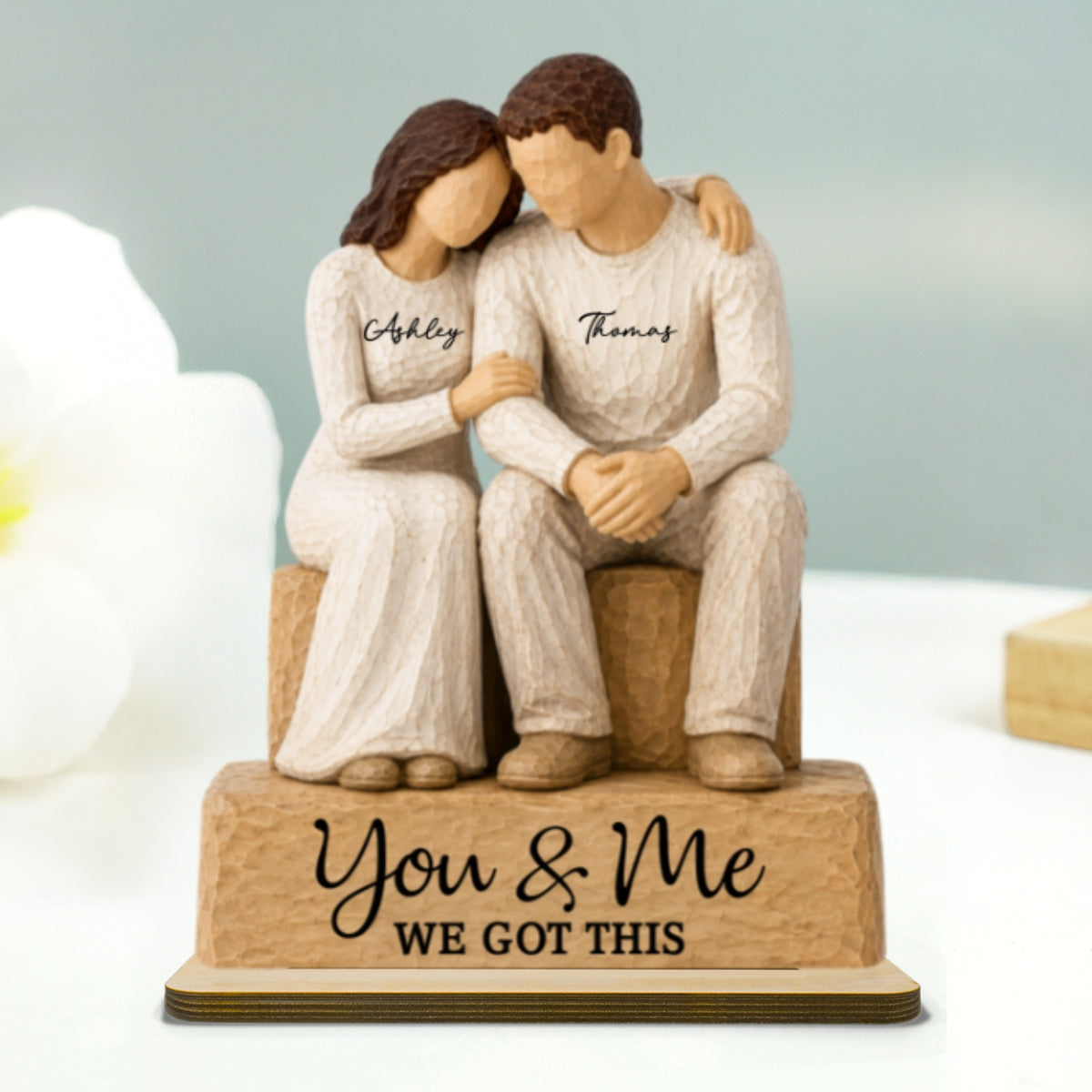 Rustic Sentimental Couple Forever Together - Personalized 2-Layered Wooden Plaque - Anniversary Gift For Couple