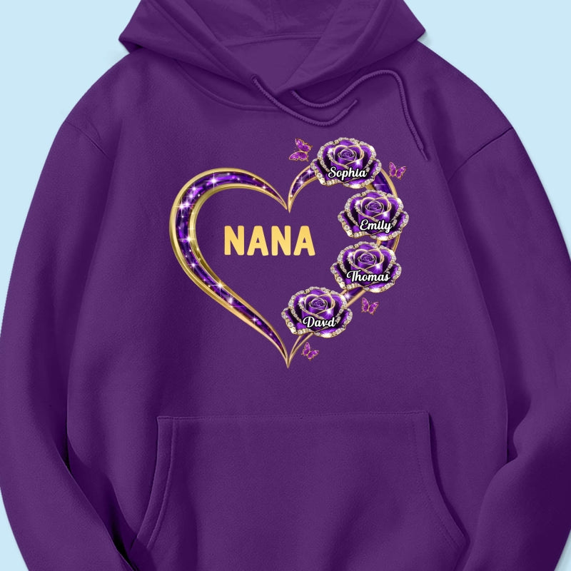 Grandma Rose Heart Custom Kids Names - Personalized Shirt - Gift For Grandma, Mom