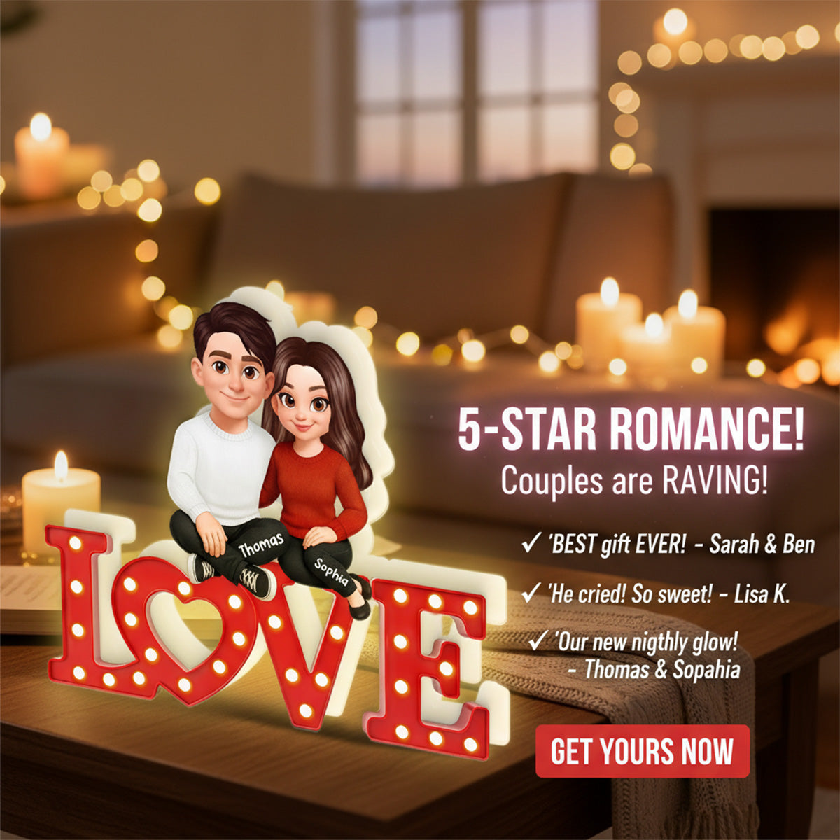 Forever LOVE Couple Sitting Embracing - Personalized Light Box - Valentine's Day Gift For Couple, For Him, For Her